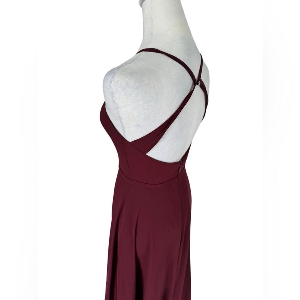 Azazie Bridesmaid Dress Burgundy Long Wedding Guest Formal Open Back Wine Sz A0 - Picture 13 of 16